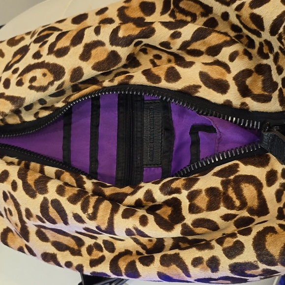 Aimee Kestenberg Calf Fur Black Animal leopard print backpack Leather Purse HOT - Picture 11 of 15